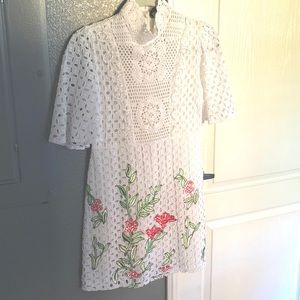 Zara cotton embroidered Mini Dress